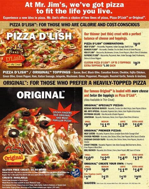 Mr jims pizza menu - Here's our list of fresh and natural toppings. Extra Cheese, Anchovy, BBQ Drizzle, Cheese Only, Sriracha Drizzle, Pepperoni, Beef, Italian Sausage, Parmesan, Roasted ...